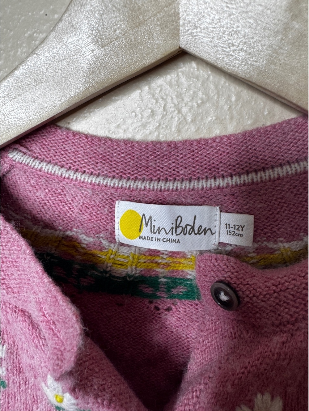 Mini Boden Girls Floral Embroidered Cardigan Pink Wool Blend Buttons 11-12Y - Picture 3 of 7